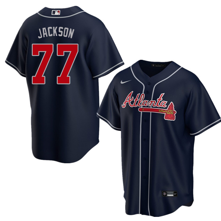 Nike Men #77 Luke Jackson Atlanta Braves Baseball Jerseys Sale-Navy
